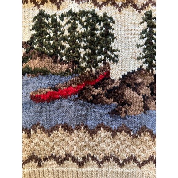 Vintage Marisa Christina Cabin Canoe Women Cardigan Sweater Knit Button Grandma - Picture 6 of 14
